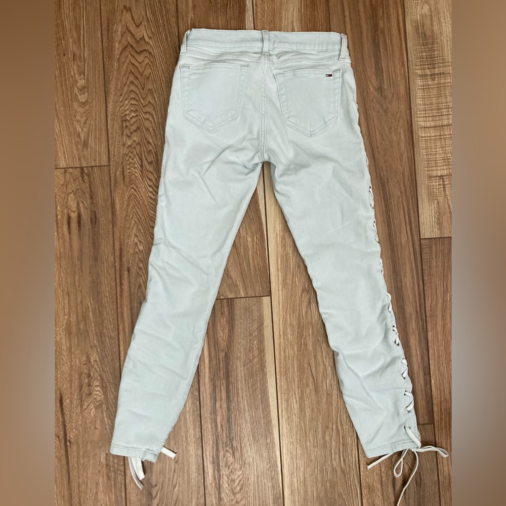 Tommy Hilfiger Lace Up Lightwash Denim Pants/Jeans - Picture 2 of 8